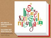 Luxe Nieuwjaarskaartenn met enveloppen, typografisch - 10 stuks