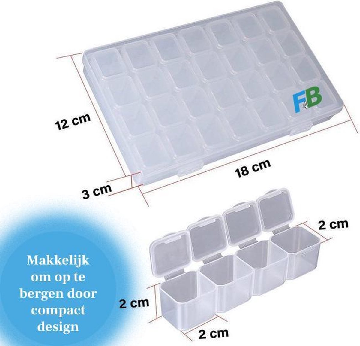 F4B Diamond Painting Opbergdoos – 28 Bakjes – Compacte Sorteerbox — afbeelding 2