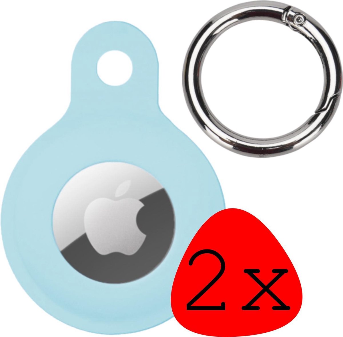 Hoesje Geschikt voor Apple AirTag Hoesje Case Hoesje Geschikt voor Apple AirTag Sleutelhanger Siliconen Hoes - Lichtblauw - 2 Stuks