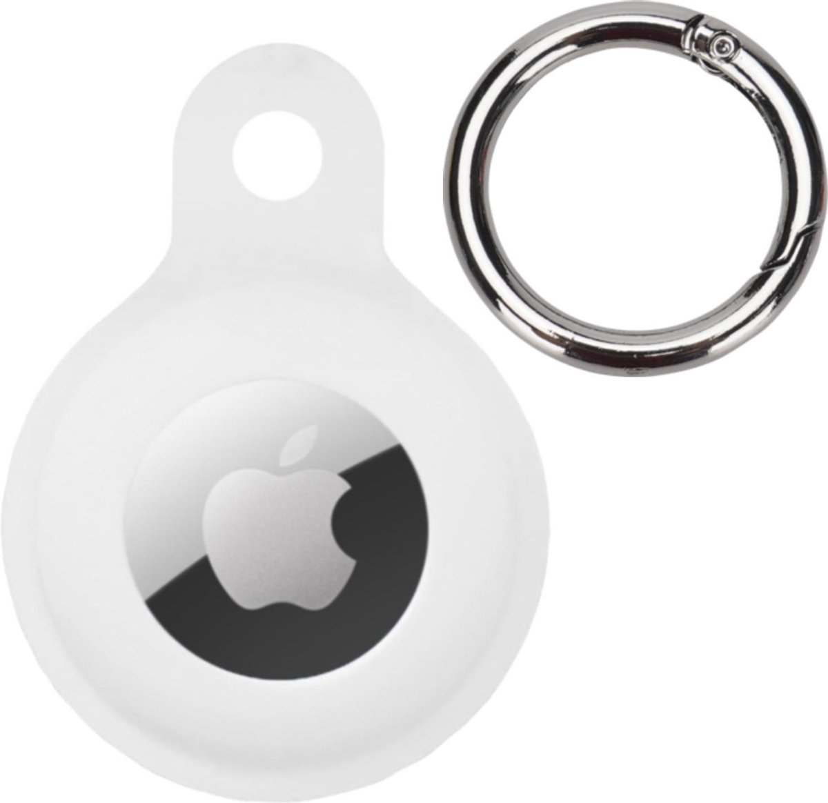 Hoesje Geschikt voor Apple AirTag Hoesje Case Hoesje Geschikt voor Apple AirTag Sleutelhanger Siliconen Hoes - Wit