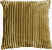 Alanya - Velvet rib - Sierkussen - 2 stuks 45 x 45 cm - Mustard Gold- Dubbelzijdig bedrukt - Kussens woonkamer - Kussenhoes