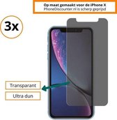 3x iPhone X Privacy Screenprotector | Premium Kwaliteit | Privacy Tempered Glass | Anti Spy Protective Glass | Gehard Glas Privacy | Bescherm Glas