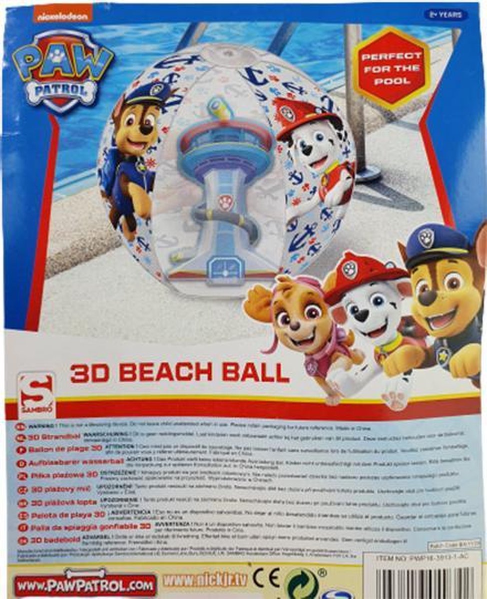 3D strandbal Paw Patrol - Multicolor - Kunststof