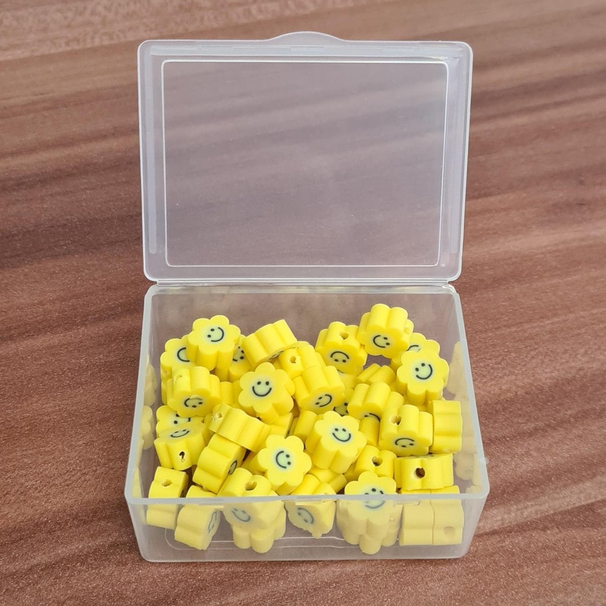 50 stuks Kralen Bloem Smiley Geel