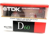 Audio Cassette Tape TDK D-60 normaal Position typeI / Uiterst geschikt voor alle opnamedoeleinden / Sealed Blanco Cassettebandje / Cassettedeck / Walkman.