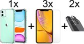 iPhone 11 hoesje shock proof case cover transparant - 3x iPhone 11 Screenprotector + 2x Camera Lens Screen Protector
