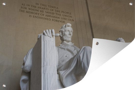 Tuindecoratie Foto van onderen genomen van het Lincoln Memorial - 60x40 cm - Tuinposter - Tuindoek - Buitenposter