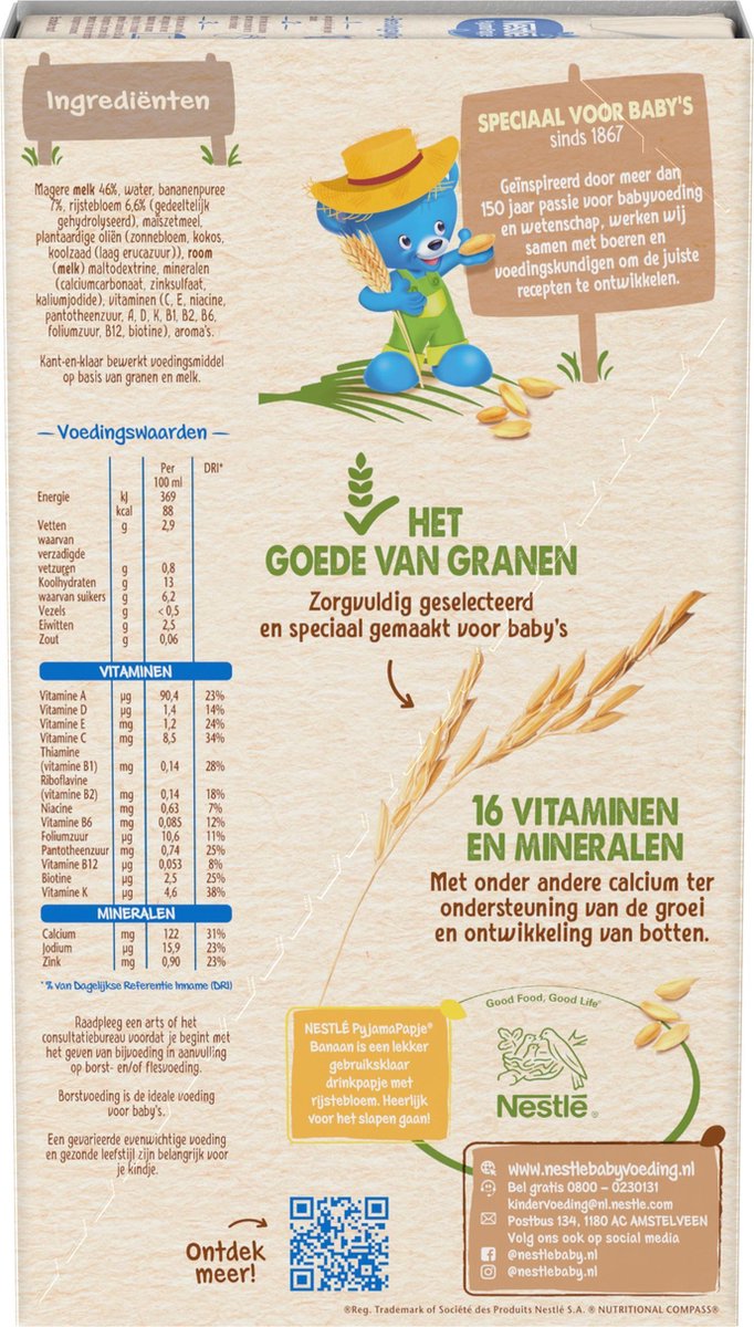 Nestlé Pyjamapapje Banaan - Babyvoeding Babypap 6+ maanden - 4 stuks 3x250ml (totaal 12 porties) van NeS — afbeelding 3
