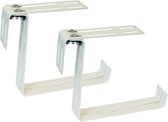 Set de 4 supports de balcon métal réglables pour garde-corps jusqu'à 14 cm blanc - Support de suspension Bloem/ jardinières