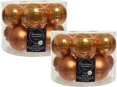 20x stuks kerstballen cognac bruin (amber) van glas 6 cm - mat/glans - Kerstboomversiering