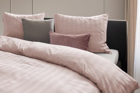 Dekbedovertrek - 240x200/220 - Uni - Satijnstreep / Satijn Streep - Hotel Kwaliteit Satin Stripe - Blush van Merkloos — afbeelding 3