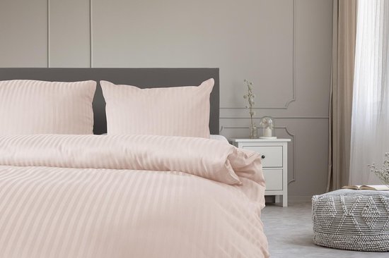 Dekbedovertrek - 240x200/220 - Uni - Satijnstreep / Satijn Streep - Hotel Kwaliteit Satin Stripe - Blush van Merkloos — afbeelding 2
