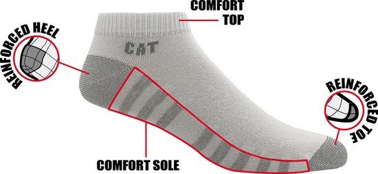 CAT Caterpillar 12 paar korte werksokken in sneakervorm/werksneakers, zwart, blauw, grijs in 39 42/43 46/47 50, zwart, 12 paar, 43 46 EU CAT Caterpillar 12 paar korte werksokken in sneakervorm/werksneakers, zwart, blauw, grijs in 39 42/43 46/47 50, zwart, 12 paar, 43 46 EU