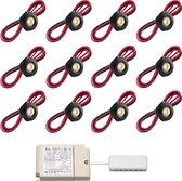 LED terrasoverkapping inbouwspot Pals zwart - inclusief trafo - i.c.m. Somfy RTS / veranda / carport / serre / LED buitenverlichting / 3W / dimbaar / warmwit - set van 12 stuks