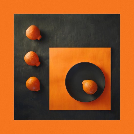 Tuinposter - Keuken / voeding - appelsien in oranje / bruin - 120 x 120 cm