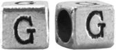 Letterkraal vierkant metaal 7 x 6 mm, letter G, 15 st