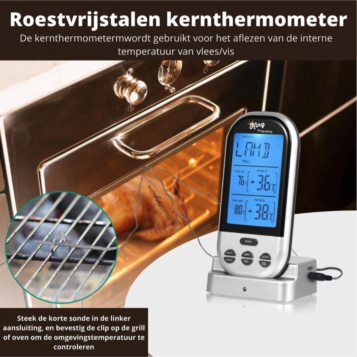 Digitales BBQ-Kochthermometer mit Sofortablesung für Haushalt, Fleisch und Süßig