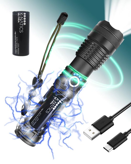 K-NATICS PRO Militaire LED Zaklamp - 2500 lumen - 5000mAh Batterij - USB-C Oplaadbaar - 2 Jaar Garantie!