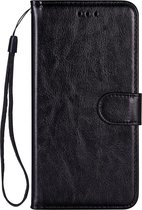 GSMNed - Leren telefoonhoes zwart - Luxe iPhone 12/12 Pro hoesje - iPhone hoes met koord - pasjeshouder/portemonnee - zwart