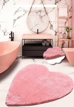 Livetti | Badmat | Badkamermat | 90x90 | Cuore | Hart | Roze