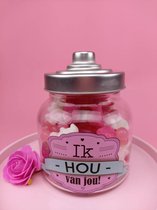 Gevulde Snoeppot "Ik Hou van Jou"