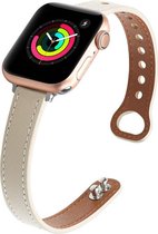 Fungus - Convient au bracelet Apple Watch 38/40 mm Série 1, 2, 3, 4, 5, 6 et SE - Cuir - Wit - Fin