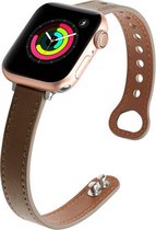 Geschikt voor Apple Watch bandje 42 / 44 / 45 / 49 mm - Series 1 2 3 4 5 6 7 8 SE Ultra - Smartwatch iWatch horloge band - 42mm 44mm 45mm 49mm - Fungus - PU Leer - Donkergrijs - Du