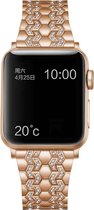 Geschikt voor Apple Watch bandje 42 / 44 / 45 / 49 mm - Series 1 2 3 4 5 6 7 8 SE Ultra - Smartwatch iWatch horloge band - 42mm 44mm 45mm 49mm - Fungus - RVS metaal - Rosegoud - Gl