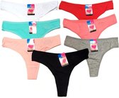 Comfortabele strings multipack 8 stuks dames ondergoed rood/roze/lichtroze/blauw/grijs/zwart/wit 2x maat M