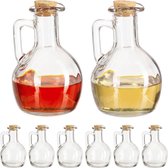 Relaxdays 8x olie en azijnstel glas - oliekannetje - olieflesje - oliekan - azijn