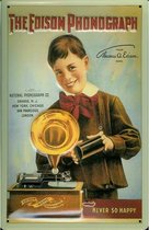 Wandbord Speciaal - The Edison Phonograph - oude uitvindingen van de platen speler