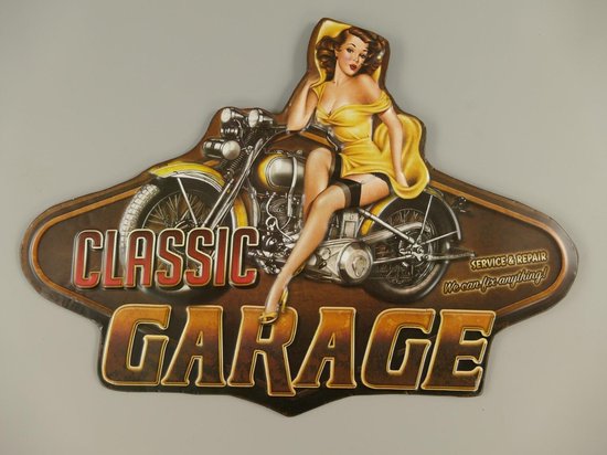 wandbord - classic garage - ijzer - 36 cm hoog