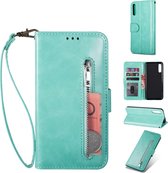 Luxe Telefoonhoesje voor Samsung Galaxy A70 | Hoogwaardig Leren Bookcase | Lederen Wallet Case | Pasjeshouder | Portemonnee | Rits | Groen