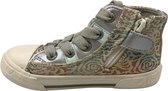 Kickers - Meisjes - Kinderschoenen met Veters en Ritssluiting - Sneakers - Beige - Maat 24