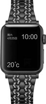 Geschikt voor Apple Watch bandje 42 / 44 / 45 / 49 mm - Series 1 2 3 4 5 6 7 8 SE Ultra - Smartwatch iWatch horloge band - 42mm 44mm 45mm 49mm - Fungus - RVS metaal - Zwart - Glitt