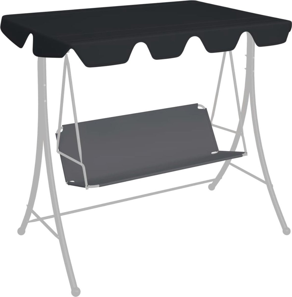 Bol.com vidaXL - Vervangingsluifel - voor - schommelbank - 188/168x145/110 - cm - zwart aanbieding