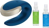 Satisfyer – Double Love Luxury Partner Vibrator Met App – Blauw incl Pleasure Glide Glijmiddel & Toycleaner