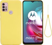 Motorola Moto G30 Hoesje - Mobigear - Rubber Touch Serie - Hard Kunststof Backcover - Geel - Hoesje Geschikt Voor Motorola Moto G30