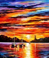 Mona Lisa diamond painting compleet pakket 30x20cm: Sunset - zonsondergang