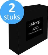 iSleep Dubbel Jersey Hoeslaken Voordeelset (2 Stuks) - Eenpersoons - 80/90x200 cm - Zwart