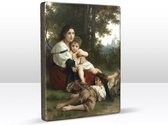 Rust - William Adolphe Bouguereau - 19,5 x 26 cm - Niet van echt te onderscheiden schilderijtje op hout - Mooier dan een print op canvas - Laqueprint.