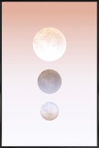 JUNIQE - Poster in kunststof lijst Moon Triplet -20x30 /Bruin & Oranje