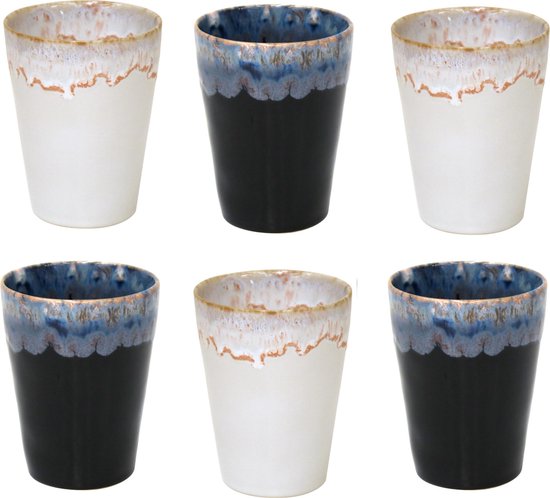 Lot De 6 Tasses à Expresso Costa Nova Grespresso - Bleu - Grès - Diamètre 6.7cm - Pour Café Et Décoration