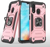 Samsung A20E Hoesje - Heavy Duty Armor hoesje Rose Goud - Galaxy A20 E silicone TPU hybride hoesje Kickstand ringhouder met Magnetisch Auto Mount