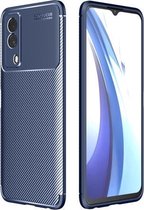 Voor vivo Y53s koolstofvezel textuur schokbestendig TPU hoesje (blauw)