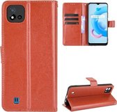 Voor OPPO Realme C11 2021/Realme C20/Realme C20A Crazy Horse Textuur Horizontale Flip Lederen Case met Houder & Kaartsleuven & Lanyard (Bruin)