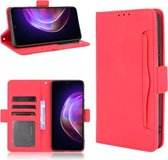 Voor vivo V21 5G/4G Huid Voelen Kalf Patroon Horizontale Flip Lederen Case met Houder & Kaartsleuven & Fotolijst (Rood)