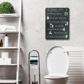 Toilet Rules Tempered Glazen Wandbord 30cm x 40cm