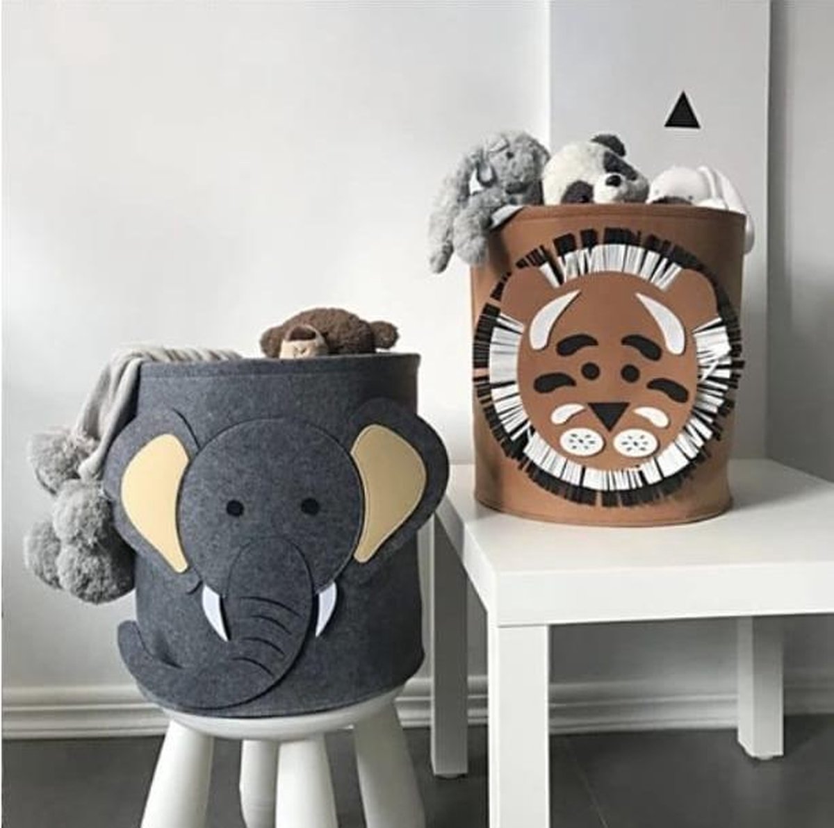 Fieans Enfant Panier à Linge Pliable En Feutre Éléphant Boîte De Rangement Chambre De Bébé Sac De Stockage Pour Vêtements Et Jouets - Gris Foncé