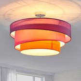 Lindby - plafondlamp - 3 lichts - stof, metaal - H: 36.8 cm - E27 - paars, roze, oranje, chroom